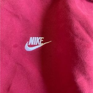 Red Nike Drawstring Hoodie Sweatshirt